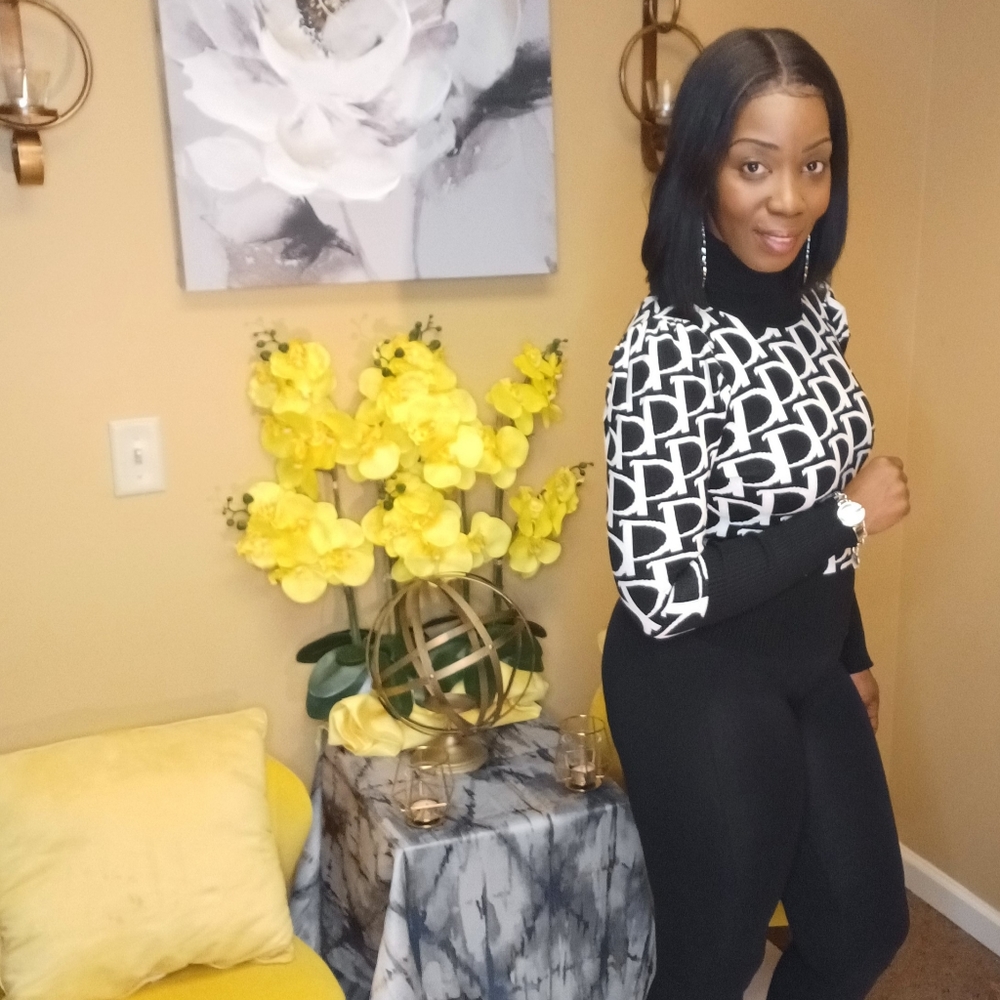 Black Sweater with White Print
